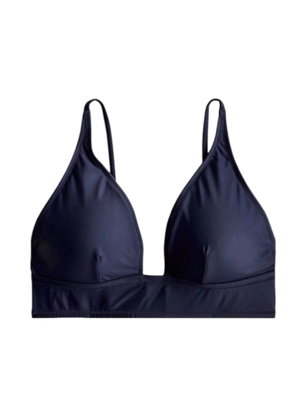 J. Crew Plunge Bikini TOP Size XXL Navy Blue Swimwear NWT